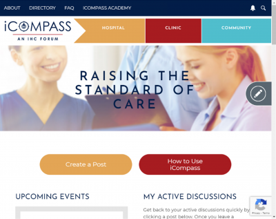 Screen capture of IHC's iCompass forum dashboard
